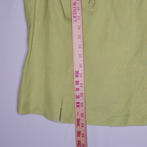 Plaza South Y2K Linen-Blend Embroidered Floral Zip Green Pink Old Money Classic - Picture 8 of 9